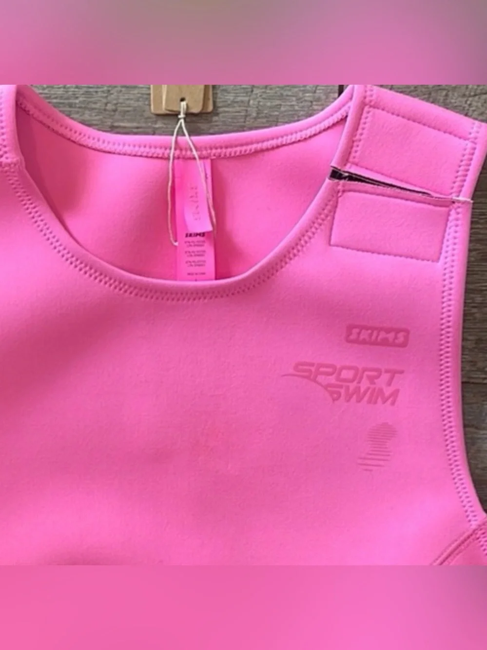 NWT SKIMS Size XXS Sport Swim High Neck Top - Taffy Pink